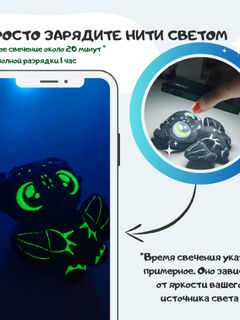 Мягкая игрушка Дракон. Черный светящийся в темноте. Символ года 2024, Основной цвет: Черный светящийся , изображение 2