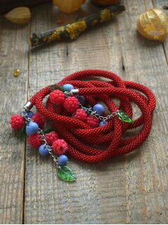 Вязаное украшение из бисера-лариат, изображение 4