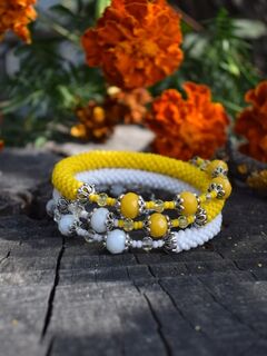 Многорядный браслет из бисера цветной, изображение 6